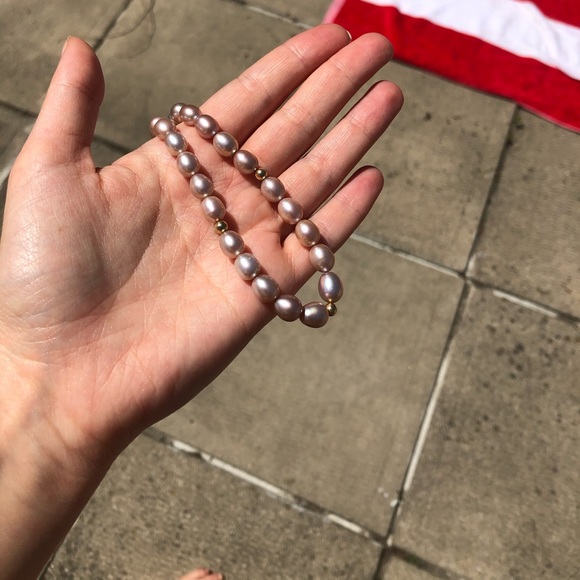 Genuine Pearl Necklace, Vintage, Mauve, Grey, Gold - Picture 5 of 5